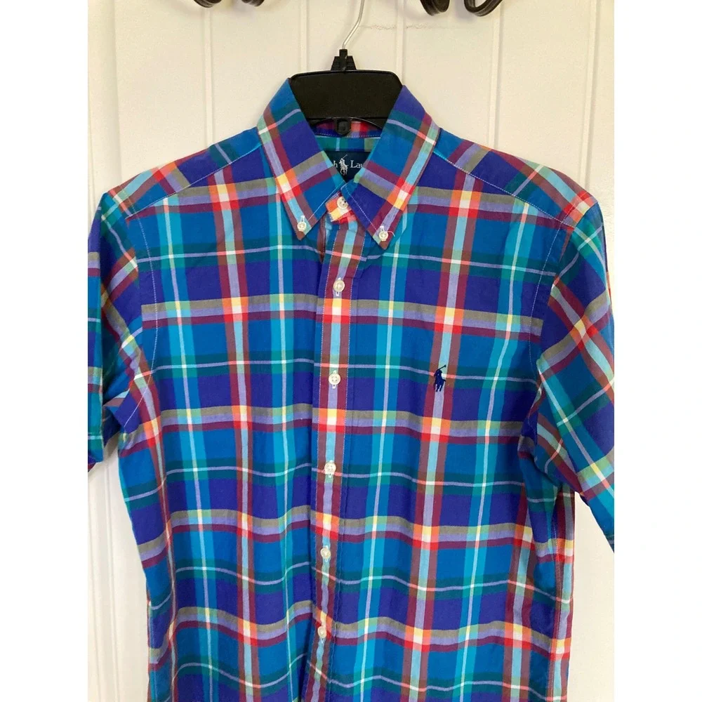 Ralph Lauren Youth Classic Fit Plaid Short Slv Button Down Shirt Bundle Size S